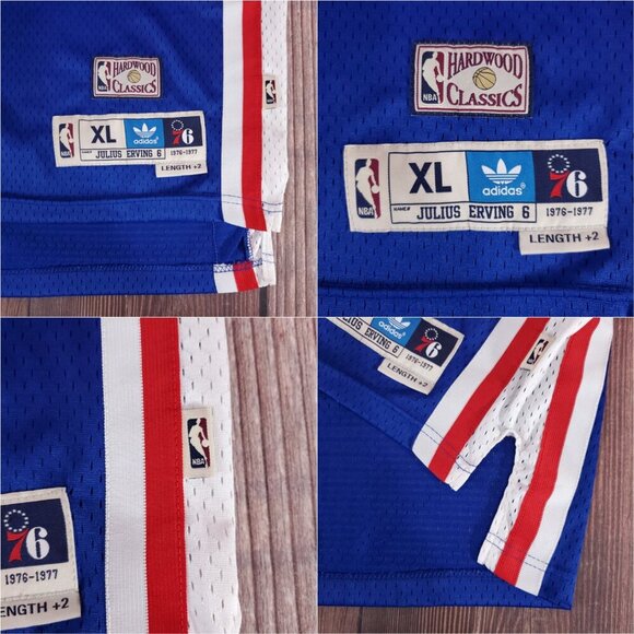 *FLAWS* Adidas Mens XL Julius Erving #6 76ers NBA Hardwood Classics Jersey - Picture 9 of 16